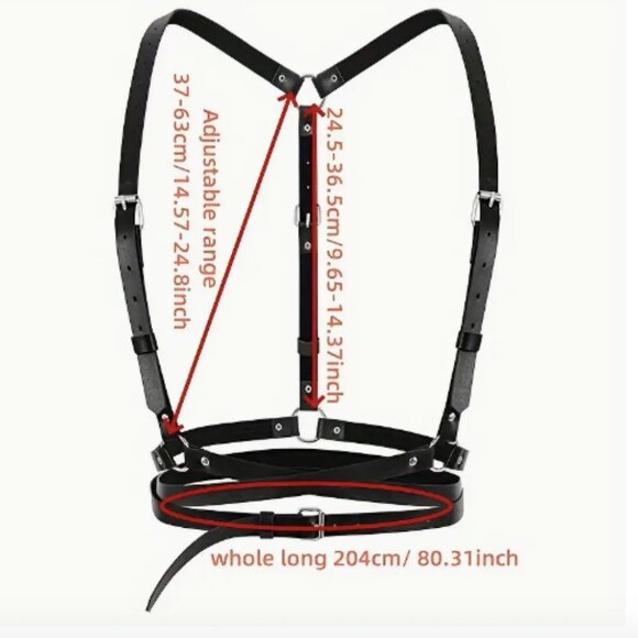 Black PU Leather Wrap-Around Suspender Harness Belt - Picture 10 of 10